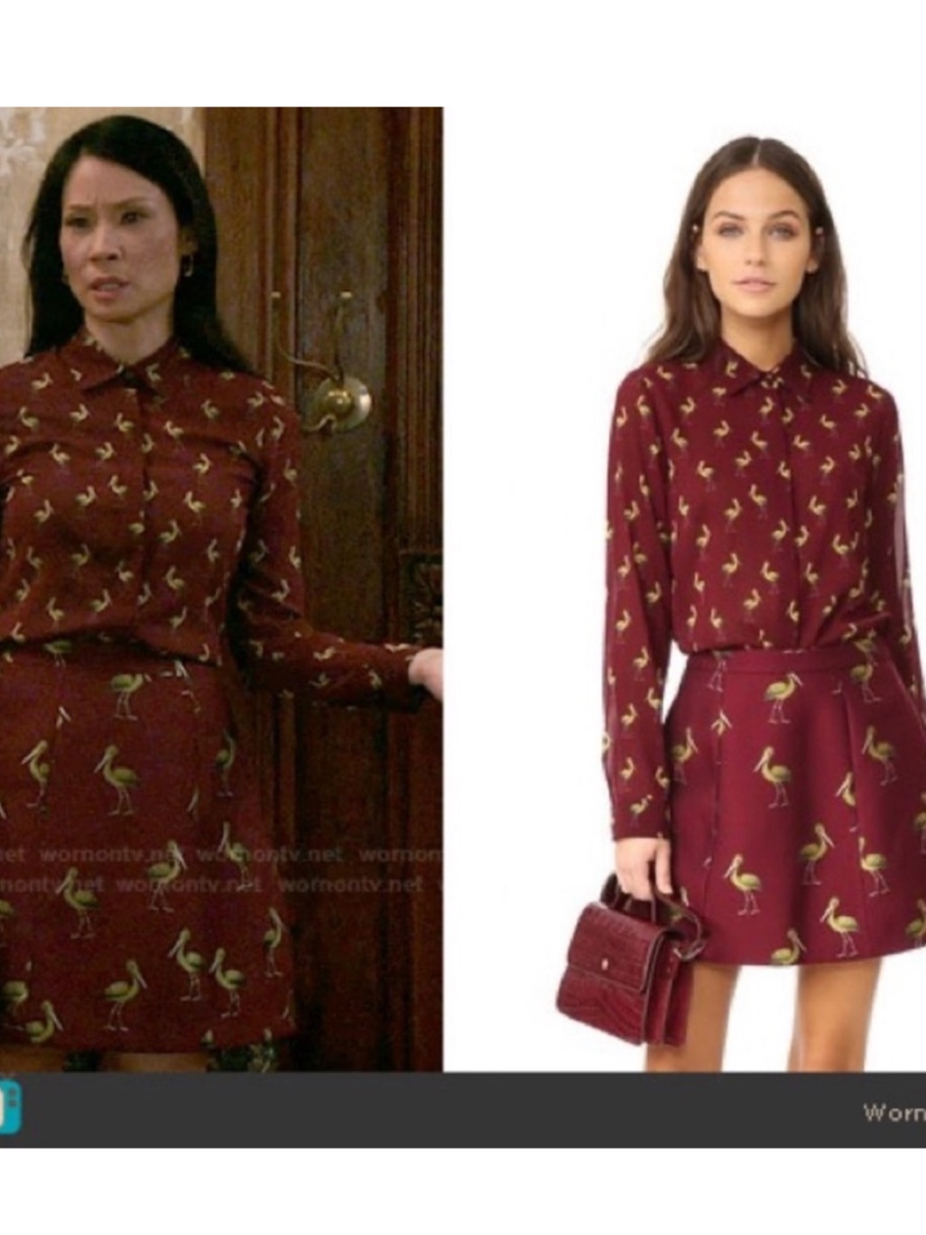 Alice + Olivia Willa Bird-Print Silk Shirt